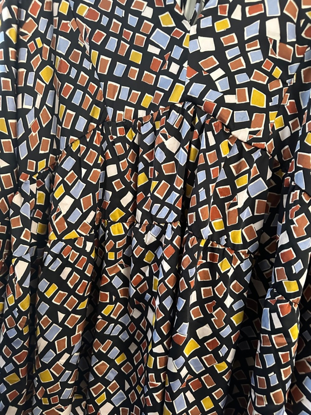 Entro Multicolor Geometric Print Balloon Sleeve Blouse Size 1X - Picture 5 of 6